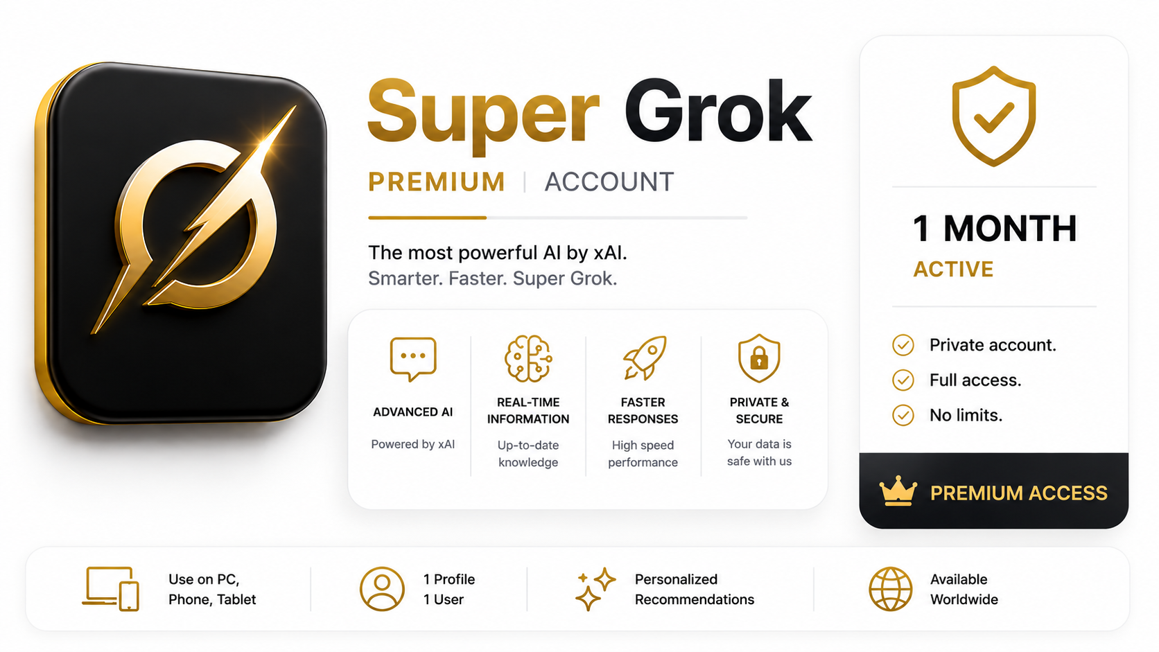 Super Grok Account | 1 Month Access