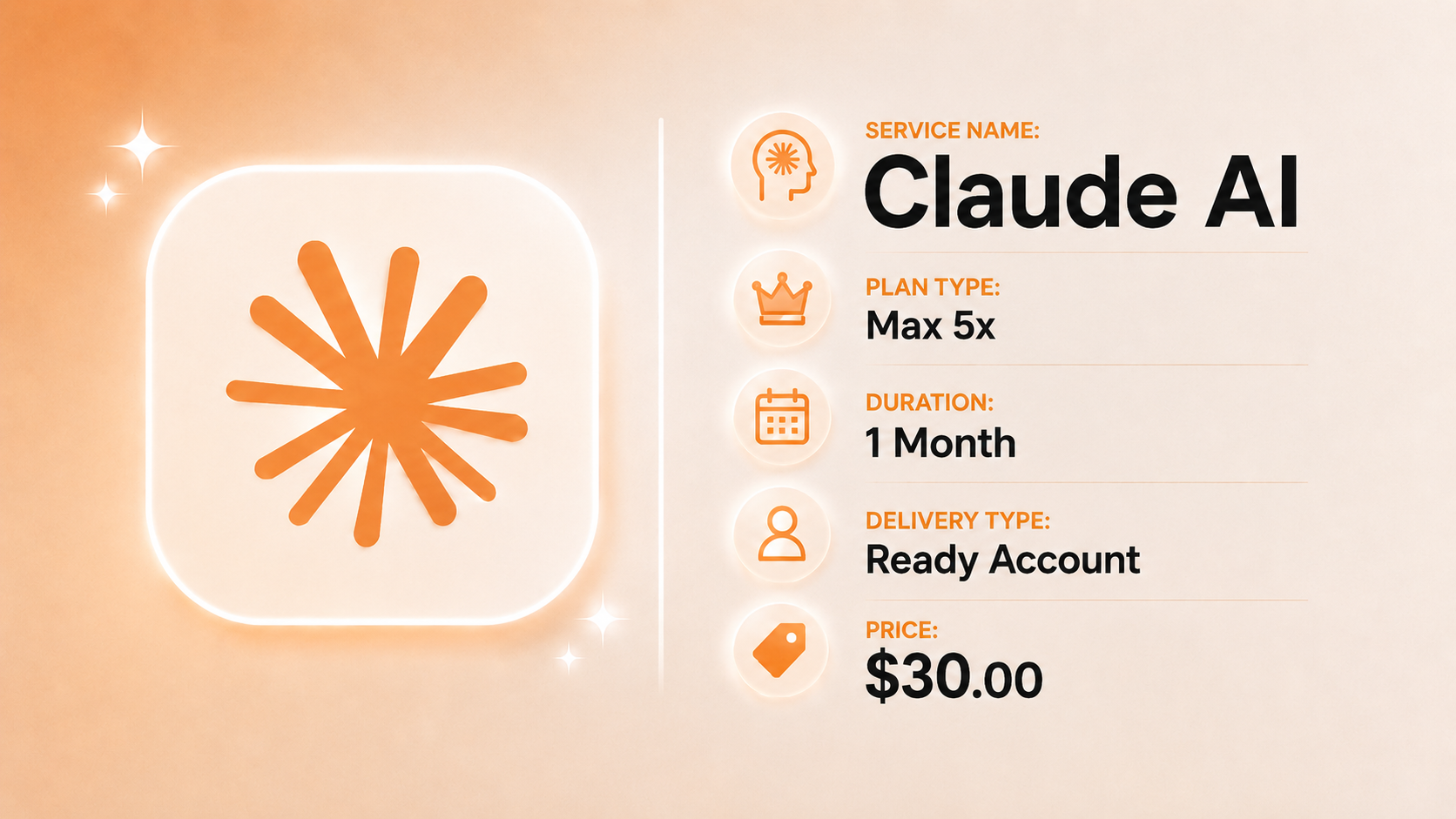 Claude Max 5x · 1 Month (Ready Account)