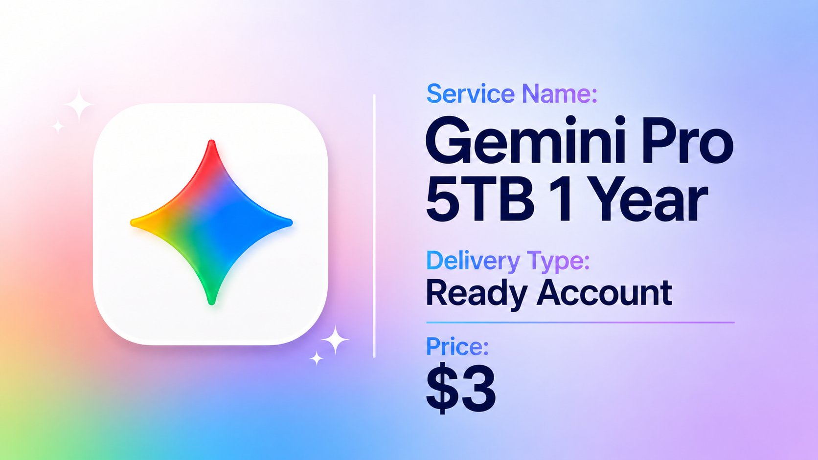Gemini Pro 5TB · 1 Year (Ready Account)